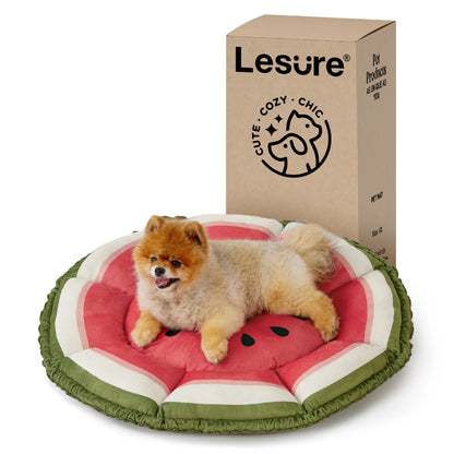 Lesure Cat Dog Beds - Washable round Cute Beds with Versatile Dual-Use Design, Reversible round Pet Bed for Puppy and Kitten, Green Color Pad Home Poodle