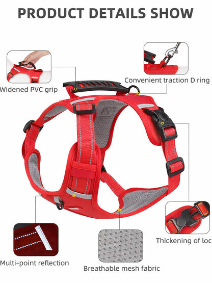 No Pull Dog Vest Harness for Medium Dogs, Comfortable & Durable Oxford Fabric with Control Handle and Reflective Strips, Outdoor Walking Training