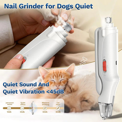 Catpick 2-In-1 Pet Nail Clipper and Grinder, Ultra Quiet Electric Grooming Tool with LED Light, Rechargeable for Dogs & Cats of All Sizes, Low-Noise Motor for Safe Trimming