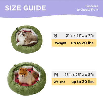 Lesure Cat Dog Beds - Washable round Cute Beds with Versatile Dual-Use Design, Reversible round Pet Bed for Puppy and Kitten, Green Color Pad Home Poodle