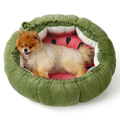 Lesure Cat Dog Beds - Washable round Cute Beds with Versatile Dual-Use Design, Reversible round Pet Bed for Puppy and Kitten, Green Color Pad Home Poodle