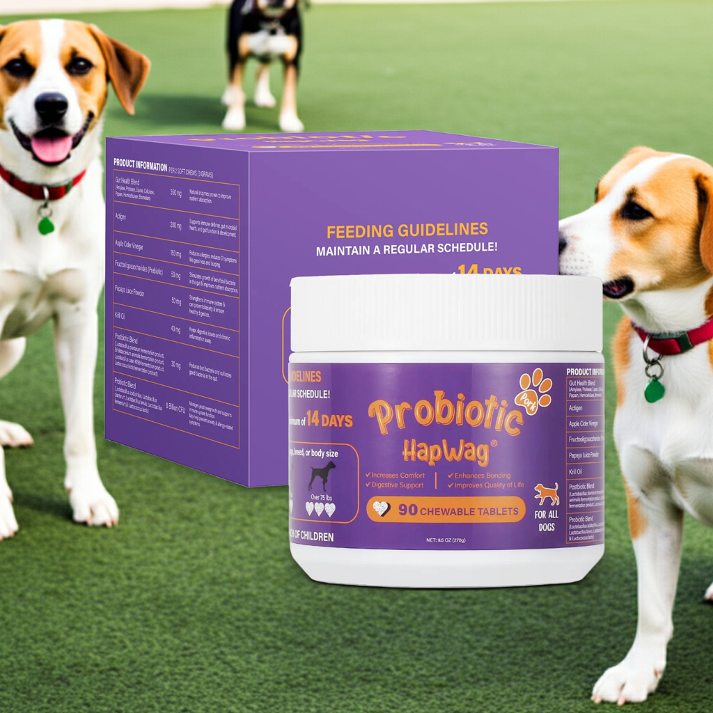 HAPWAG 8-In-1 Multivitamin Soft Chews for Dogs – Probiotics, Gut & Immune Support – Pork Flavor – 90 Treats